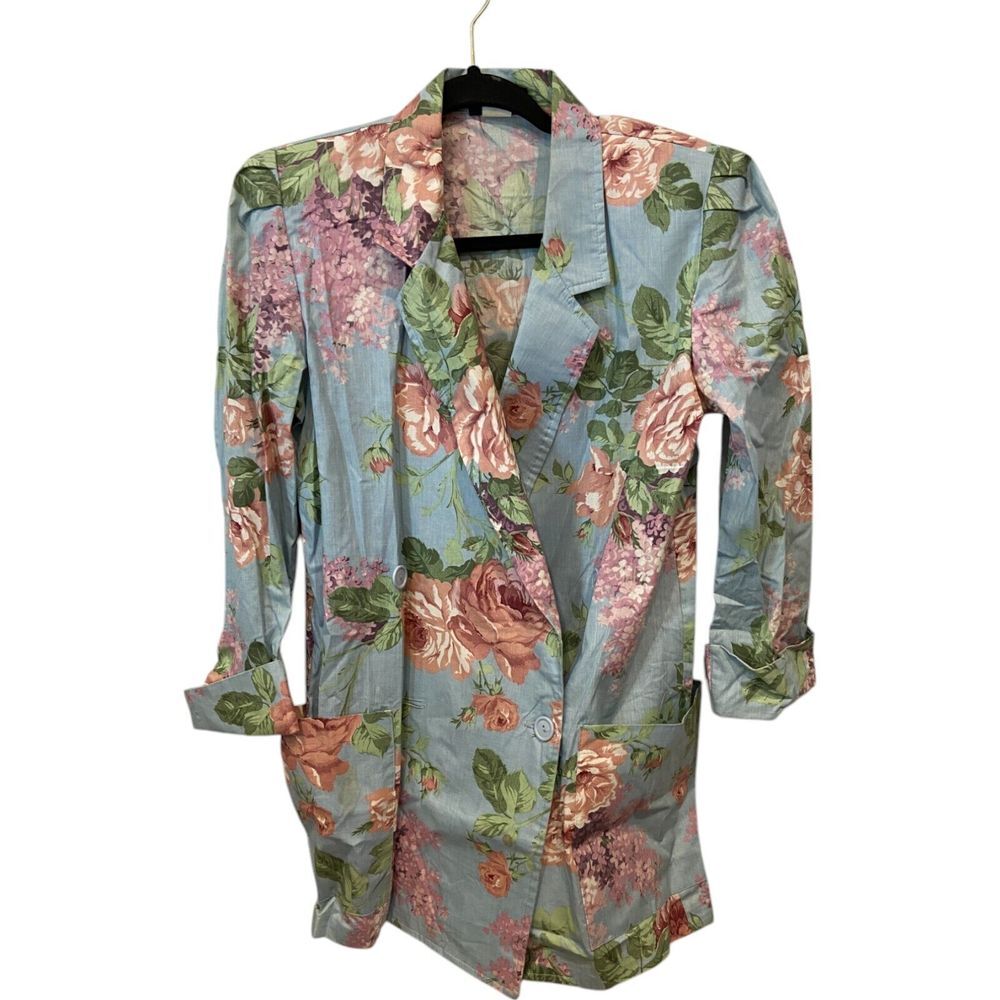Justine Double Breasted Blazer Tea Party Floral‎ Womens Size 7-8 Front Pockets